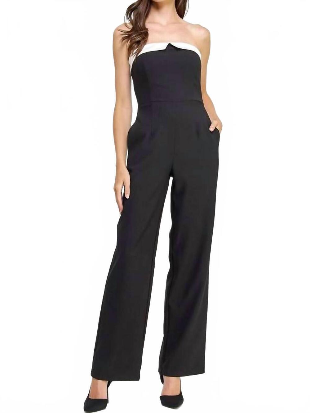 NEW STRUT & BOLT contrast tailored jumpsuit in black/white